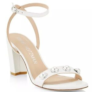 NEW STUART WEITZMAN WHITE LEATHER SANDALS